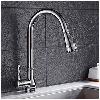 Rio Brushed Nickel Finish Goose Neck Single Handle Kitchen Sink Faucet